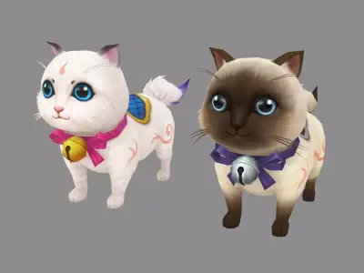 Cartoon fat cat mount Low-poly 3D model