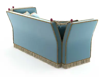 1940s French sofa in blue upholstery 3D model