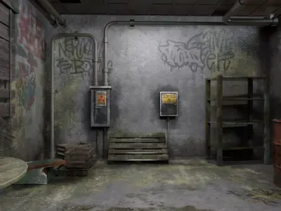 The old  Horror Room 4 Low-poly 3D model