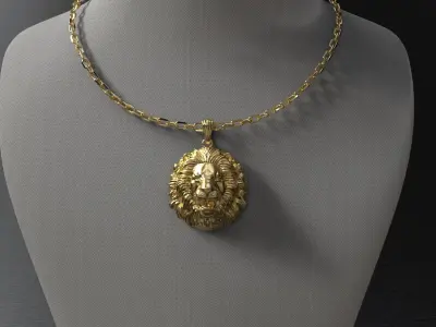 lion necklace pendant model 2 3D print model