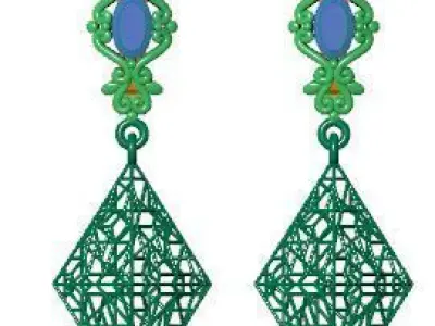 Earring Direct Casting Triangle 3D model Texture 3D 3D print model