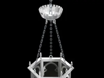 Gothic ceiling hung light fixture decorative light 3D model