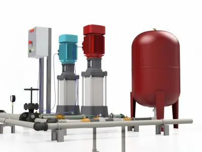 Installations of Booster Pump Multistage Pump Full Assembly 3D print model