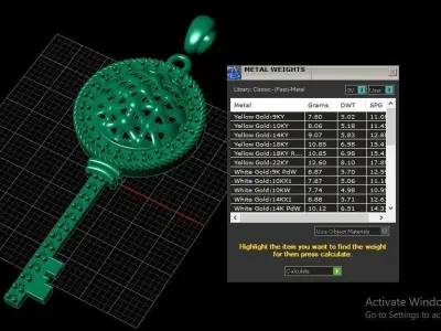 Fashion Daimond Key Pendant 3d Printable Model 3D print model
