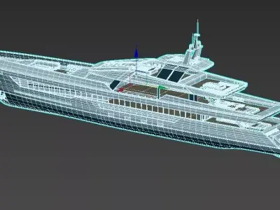 Modern Luxury Superyacht White with Teak Decks 3D model 3D model