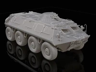 BTR-60 PB Blockout Low-poly 3D model