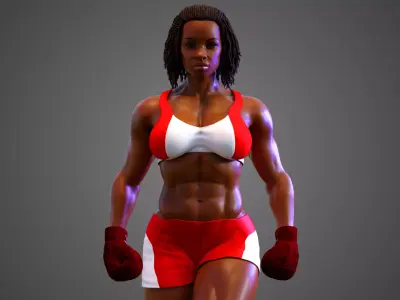 Female African BOX - MMA Fighter  3D model