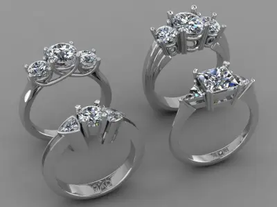 Women rings stock 3D print model
