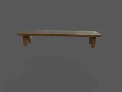 Wooden Bench Low-poly 3D model