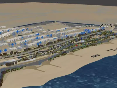 Coastal Resort Masterplan with Infinity Pool and Ocean View 3D model