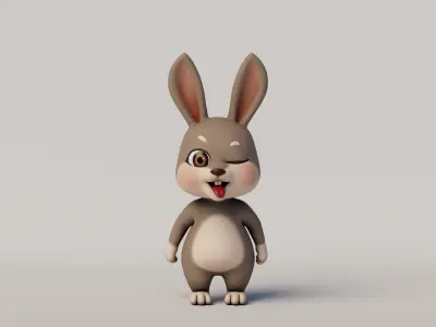 Rigged Cartoon Rabbit 3D model