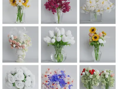 Luxcore and Cycles Render Flowers  3D model