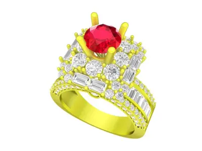 A7213 Korean Style Diamond Engagement Ring 3D Model 3D print model