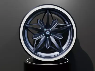 Sport car rim wheel - Star shape 3D model