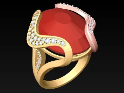 Oval Stone Ring - GN253 3D print model
