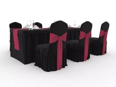 Banquet Table and Chair 124 3D model
