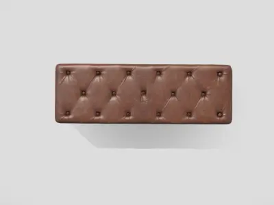 Vintage style tufted bench in brown leather 3D model