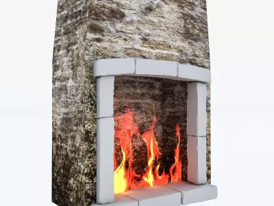 Old Stone Fireplace Low-poly 3D model