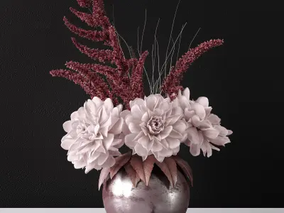 Bouquet of dahlias in a vase 3D model