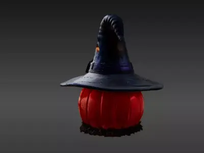 Pumpkin Witch Hat Lantern 3D Print Model Halloween Light Decor 3D model