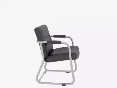 Luxury Ergonomic Bank Lobby Chair 3D Black Leather and Chrome 3D model