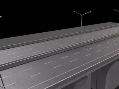 Highway concrete structure with lamp on top Low-poly 3D model