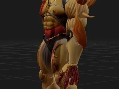 Wood-Blood Genetically Engineered Bio-Horror Rigged 3D Model 3D model