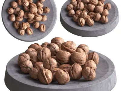 Walnuts in dish 01 3D model