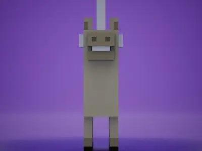 Voxel - White Unicorn Low-poly 3D model