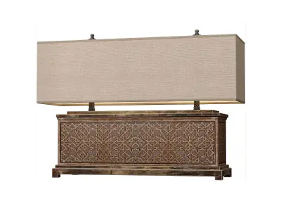 Large table lamp in oriental style Wood Arabic Nightstand  3D model