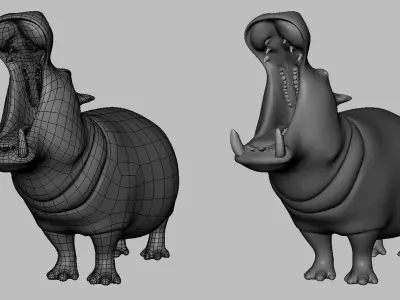 Hippopotamus Basemesh Low-poly 3D model