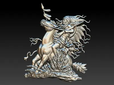 Native American and his Appaloosa horse Racing the Wind Jewelry  3D print model