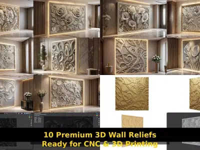 Relief Elegance - 3D Wall Panel Collection Set 10 3D Model Pack