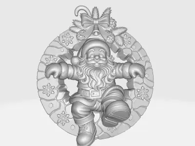 Santa Claus Christmas Wreath Ornament Festive Holiday  3D print model