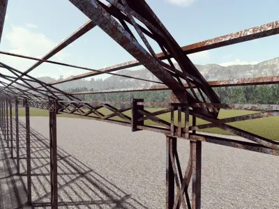 Detailed Building steel canopy- Exterior 3Dsmax - Revit 3D model