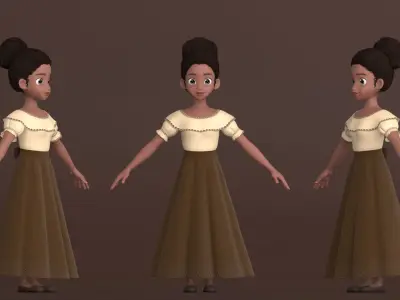 Tiana Cartoon Women Character 3D model
