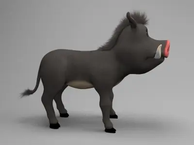 Wild cartoon hog Low-poly 3D model