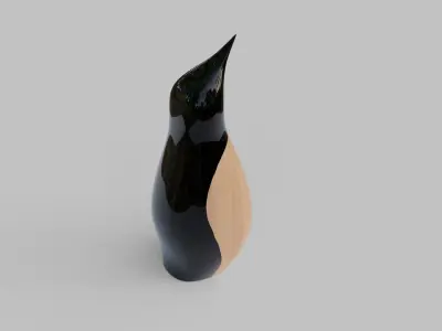 wooden carving penguin Showpiece 3D model