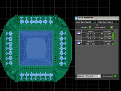 BLUE STONE AND DIAMOND STYLISH RING 3D PRINTABLE MODEL 3D print model