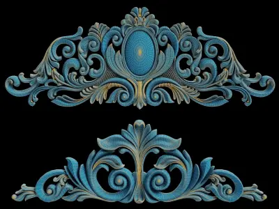 Carved Plaster Molding Decoration and Ornament pack 04 3D model