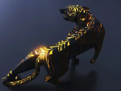 Low Poly Tiger Sculpture  Low-poly 3D model