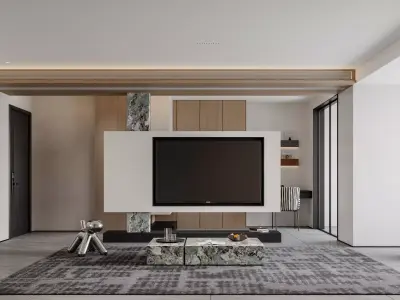 Modern living room dining room interior scenes  3D model 20