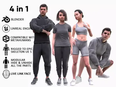 Mens and Womens Sport outfits 3D Model Collection