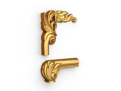 Classic carved corner decor ornament 346  3D model