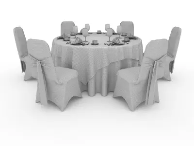 Banquet Table and Chair 58 3D model