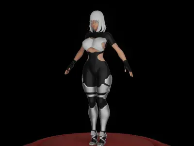 Sci fi  Thicc Slim Girl Game Ready Low-poly 3d Model  Free low-poly 3D model