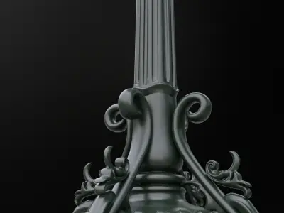 Old lamp post number2 with ST64 6W bulb 3D model