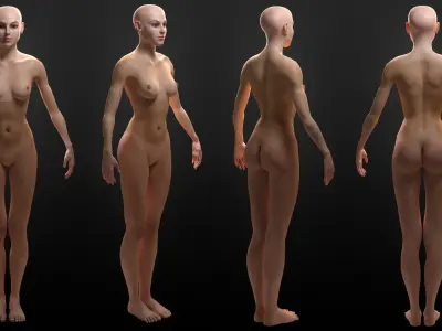 Realistic Female Character Low-poly 3D model