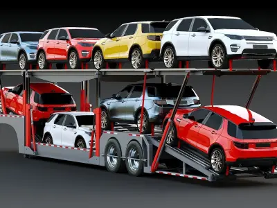 Car carrier Low-poly 3D model