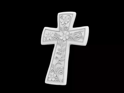 Cross with Floral Details 3D Print Model 3D print model